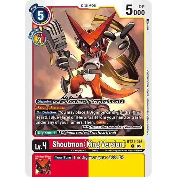 Digimon Trading Card Game World Convergence Uncommon Shoutmon BT21-016 [King Version]