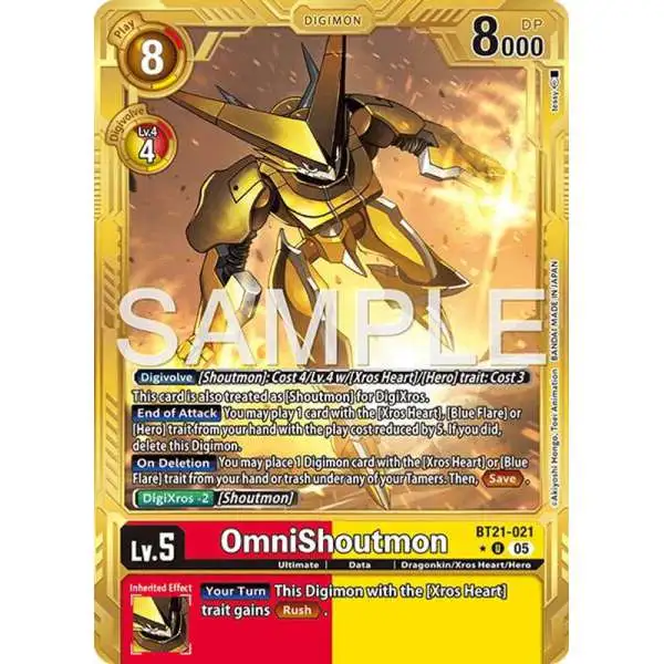 Trading Card Game Advanced Booster Digimon Generation Uncommon OmniShoutmon BT21-021 [Gold Border]