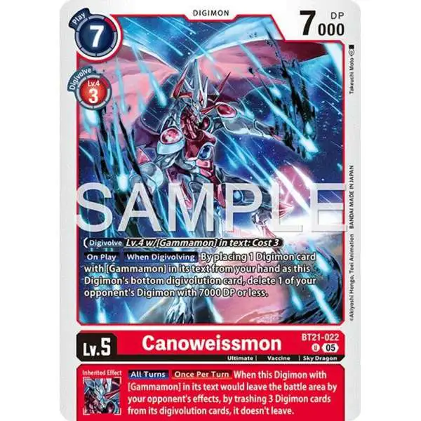 Trading Card Game Advanced Booster Digimon Generation Uncommon Canoweissmon BT21-022 [Reprint]