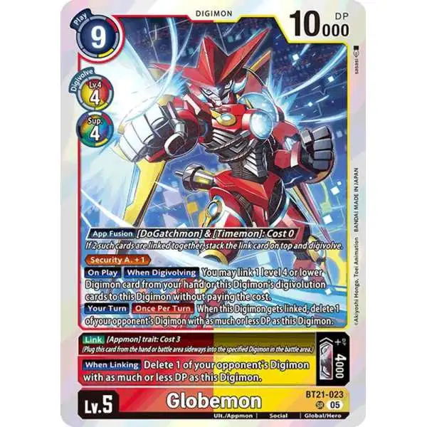 Digimon Trading Card Game World Convergence Super Rare Globemon BT21-023