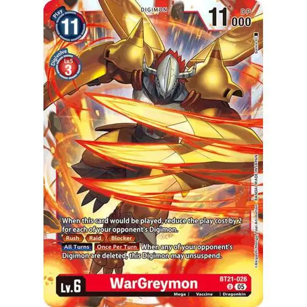 Digimon Trading Card Game World Convergence Uncommon WarGreymon BT21-026