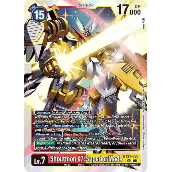 Digimon Trading Card Game World Convergence Rare Shoutmon X7: Superior Mode BT21-030