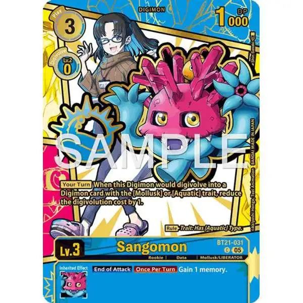Digimon Trading Card Game Dawn of Liberator Common Sangomon BT21-031 [Rare Pull]