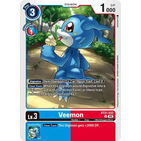 Digimon Trading Card Game World Convergence Uncommon Veemon BT21-032