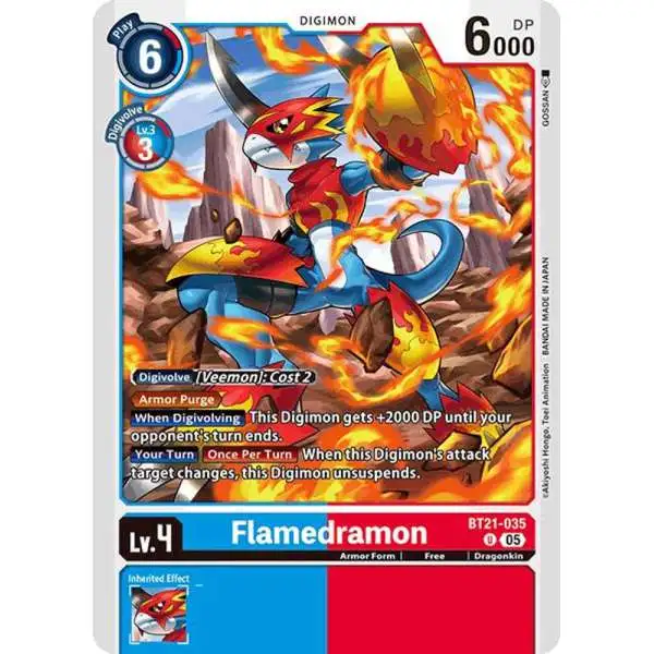 Digimon Trading Card Game World Convergence Uncommon Flamedramon BT21-035