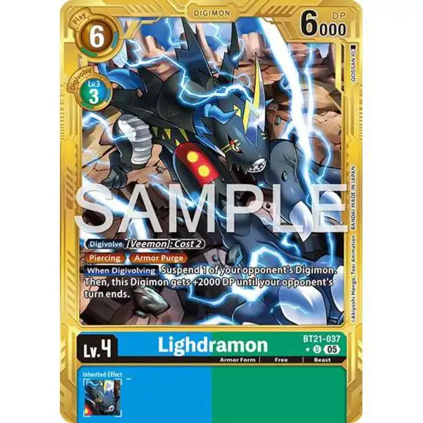 Trading Card Game Advanced Booster Digimon Generation Uncommon Lighdramon BT21-037 [Gold Border]