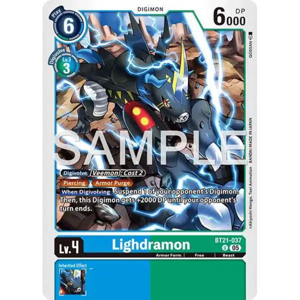 Trading Card Game Advanced Booster Digimon Generation Uncommon Lighdramon BT21-037 [Reprint]