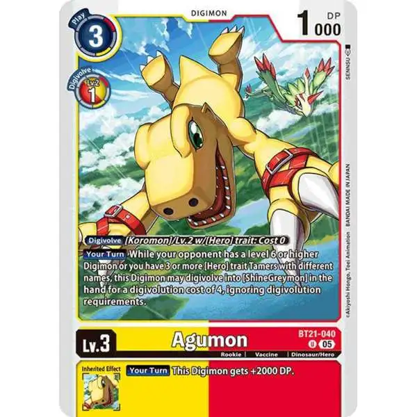 Digimon Trading Card Game World Convergence Uncommon Agumon - BT21-040 BT21-040