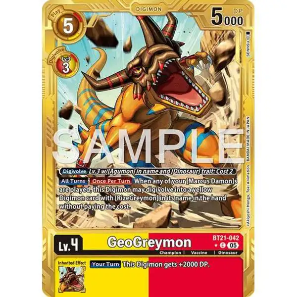 Trading Card Game Advanced Booster Digimon Generation Common GeoGreymon BT21-042 [Gold Border]