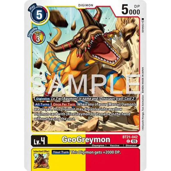 Trading Card Game Advanced Booster Digimon Generation Common GeoGreymon BT21-042 [Reprint]
