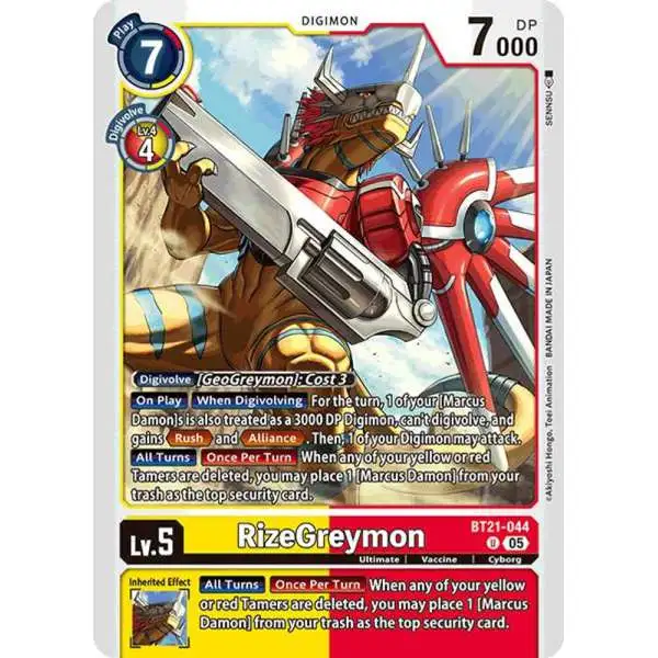 Digimon Trading Card Game World Convergence Uncommon RizeGreymon BT21-044
