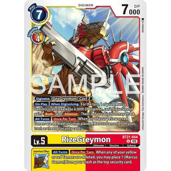Trading Card Game Advanced Booster Digimon Generation Uncommon RizeGreymon BT21-044 [Reprint]