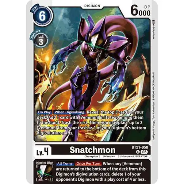 Digimon Trading Card Game World Convergence Common Snatchmon BT21-058