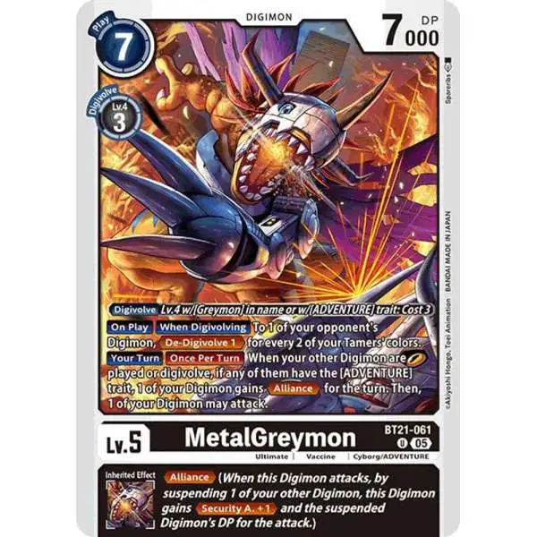 Digimon Trading Card Game World Convergence Uncommon MetalGreymon BT21-061
