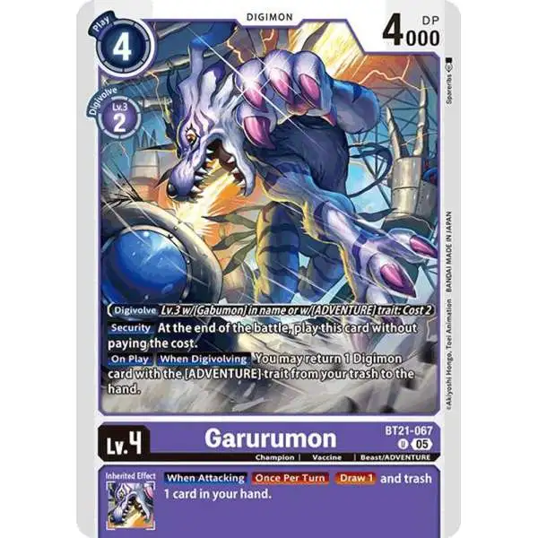 Digimon Trading Card Game World Convergence Uncommon Garurumon BT21-067