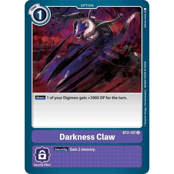 Digimon Trading Card Game Release Special Booster Uncommon Darkness Claw BT2-107
