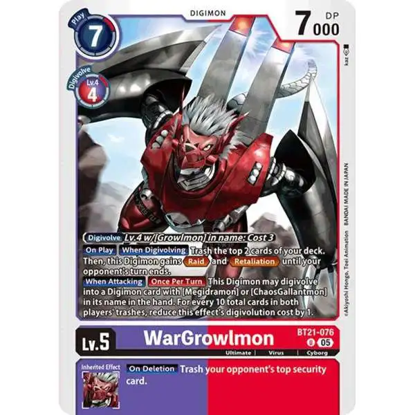 Digimon Trading Card Game World Convergence Uncommon WarGrowlmon BT21-076