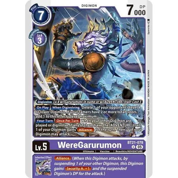 Digimon Trading Card Game World Convergence Uncommon WereGarurumon BT21-078