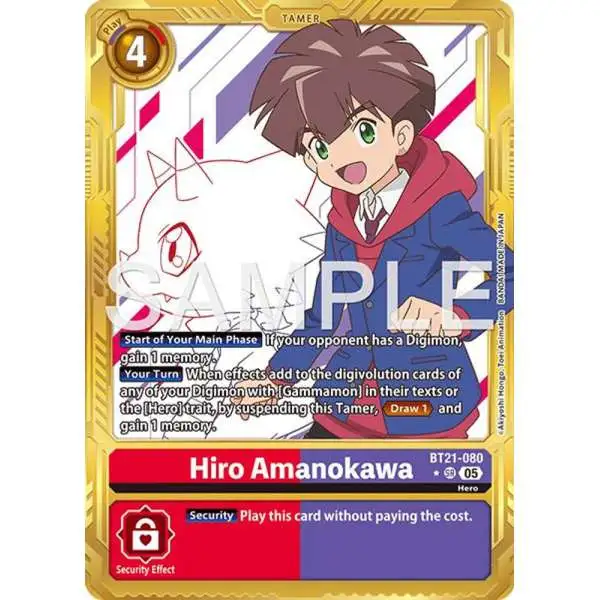 Trading Card Game Advanced Booster Digimon Generation Super Rare Hiro Amanokawa BT21-080 [Reprint]