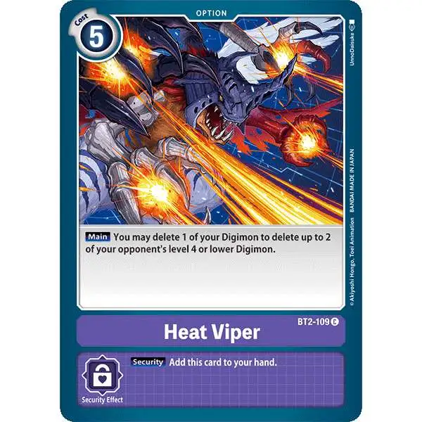 Digimon Trading Card Game Release Special Booster Common Heat Viper BT2-109