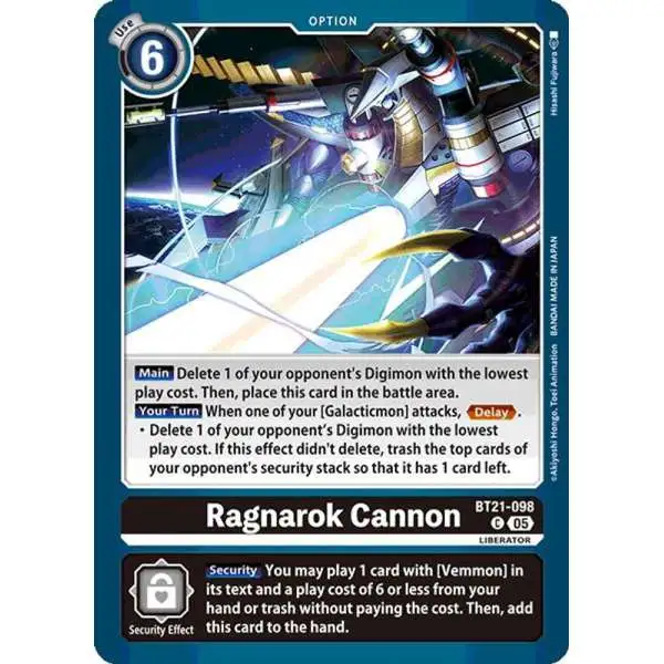Digimon Trading Card Game World Convergence Common Ragnarok Cannon BT21-098