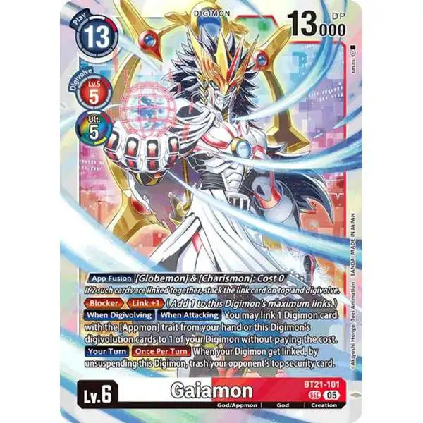 Digimon Trading Card Game World Convergence Secret Rare Gaiamon BT21-101