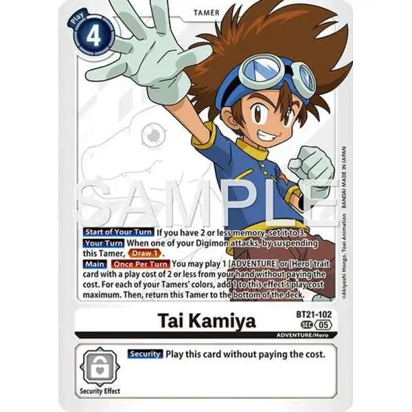 Trading Card Game Advanced Booster Digimon Generation Secret Rare Tai Kamiya BT21-102 [Reprint]