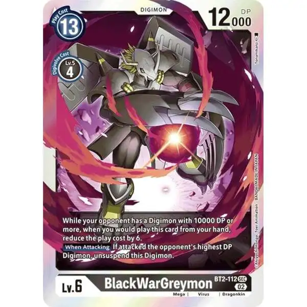 Digimon Trading Card Game Resurgence Booster Secret Rare BlackWarGreymon BT2-112 [Reprint]