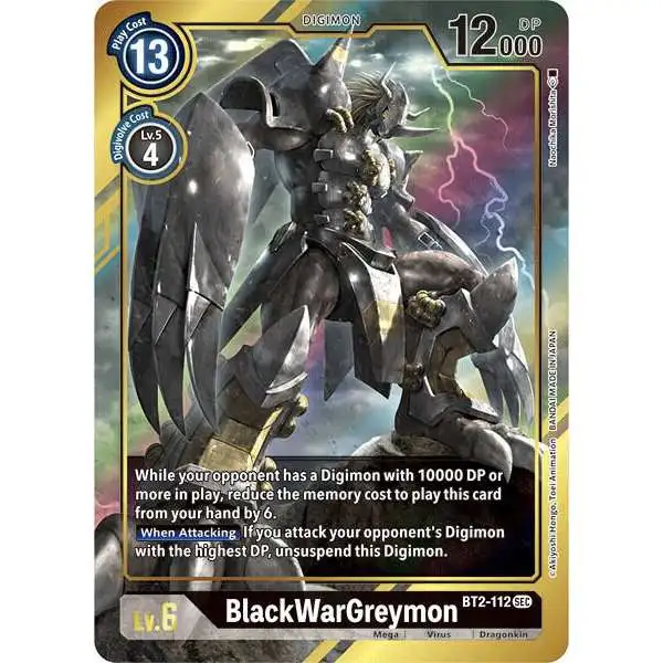 Digimon Trading Card Game Resurgence Booster Secret Rare BlackWarGreymon BT2-112 [Reprint A]