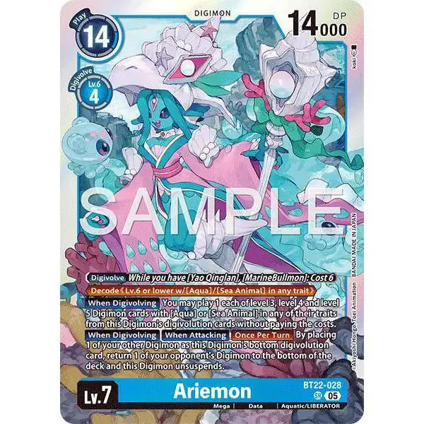 Digimon Trading Card Game Cyber Eden Super Rare Ariemon BT22-028