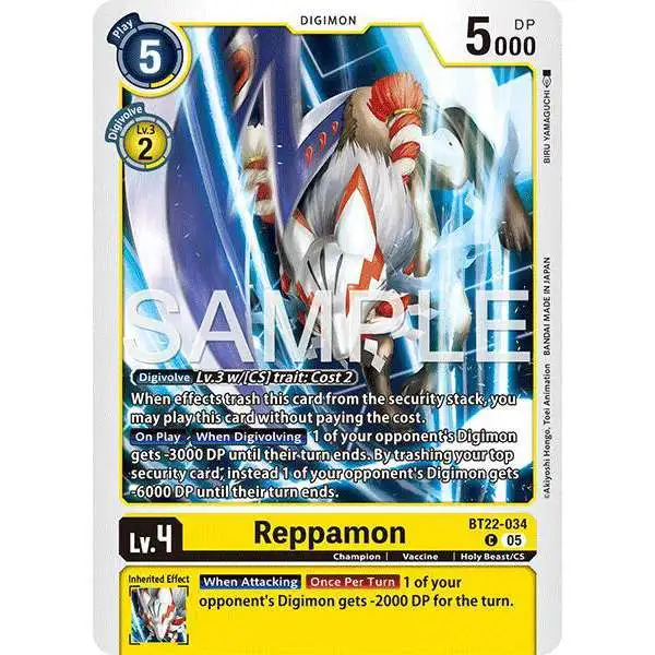 Digimon Trading Card Game Cyber Eden Common Reppamon BT22-034