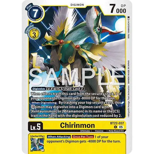 Digimon Trading Card Game Cyber Eden Common Chirinmon BT22-037