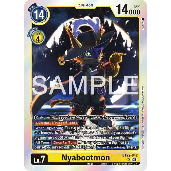 Digimon Trading Card Game Cyber Eden Super Rare Nyabootmon BT22-042