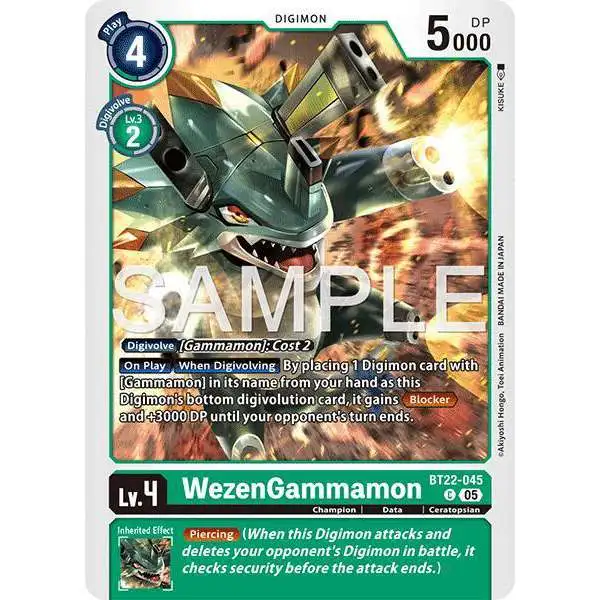 Digimon Trading Card Game Cyber Eden Common WezenGammamon BT22-045