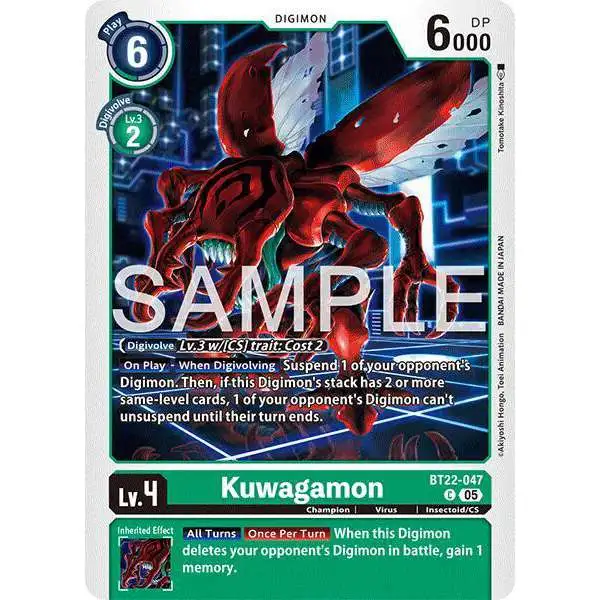 Digimon Trading Card Game Cyber Eden Common Kuwagamon BT22-047