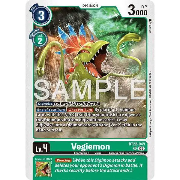 Digimon Trading Card Game Cyber Eden Uncommon Vegiemon BT22-049