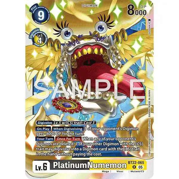 Digimon Trading Card Game Cyber Eden Rare PlatinumNumemon BT22-065