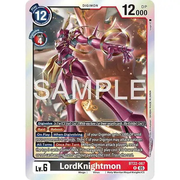 Digimon Trading Card Game Cyber Eden Rare LordKnightmon BT22-067