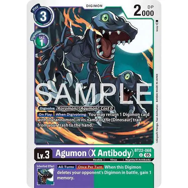 Digimon Trading Card Game Cyber Eden Uncommon Agumon (X Antibody) BT22-068