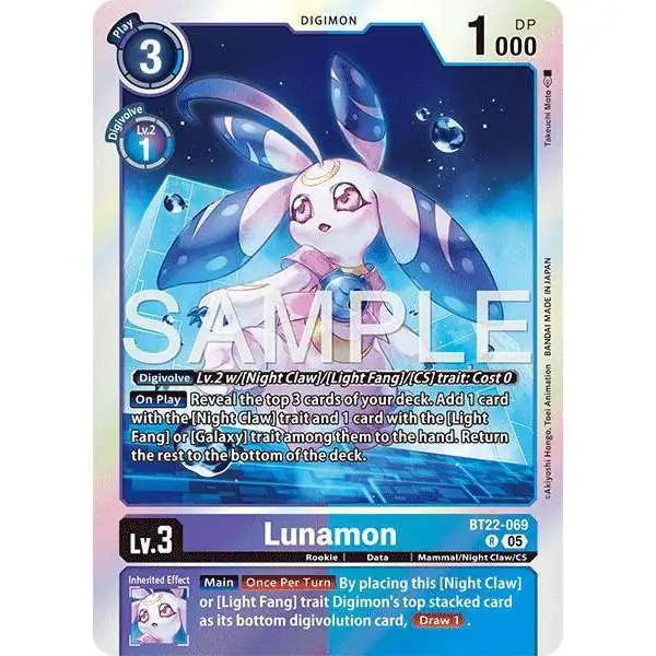 Digimon Trading Card Game Cyber Eden Rare Lunamon BT22-069