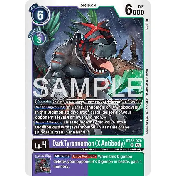 Digimon Trading Card Game Cyber Eden Common Dark Tyrannomon (X Antibody) BT22-070