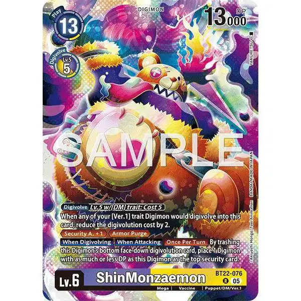 Digimon Trading Card Game Cyber Eden Rare ShinMonzaemon BT22-076