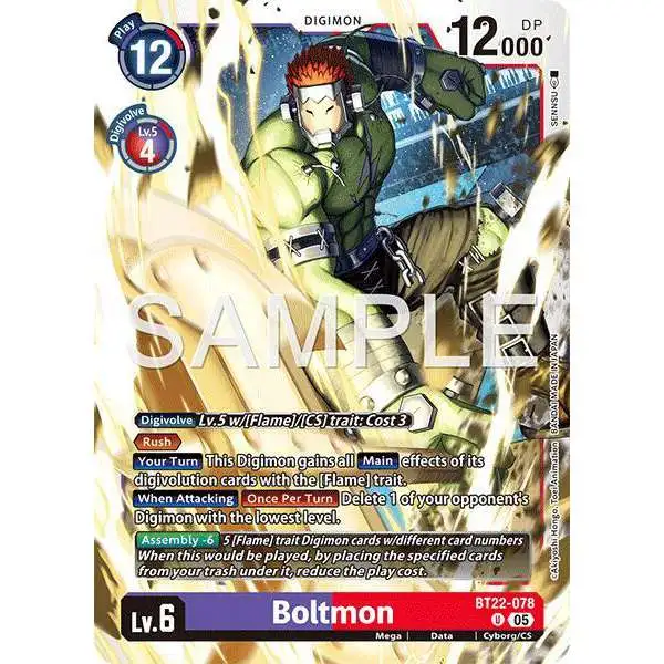 Digimon Trading Card Game Cyber Eden Uncommon Boltmon BT22-078