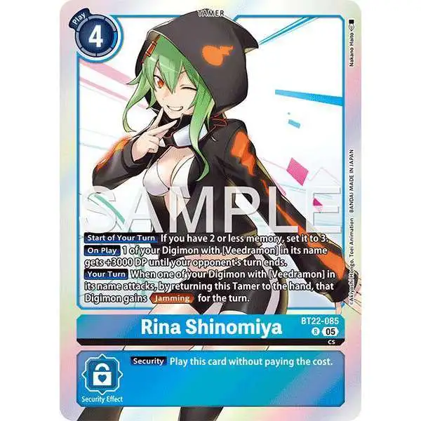 Digimon Trading Card Game Cyber Eden Rare Rina Shinomiya BT22-085