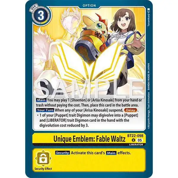 Digimon Trading Card Game Cyber Eden Uncommon Unique Emblem: Fable Waltz BT22-098