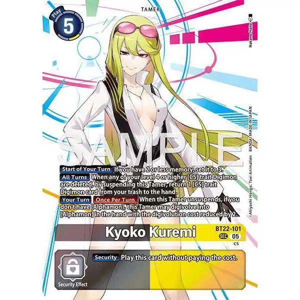 Digimon Trading Card Game Cyber Eden Secret Rare Kyoko Kuremi BT22-101
