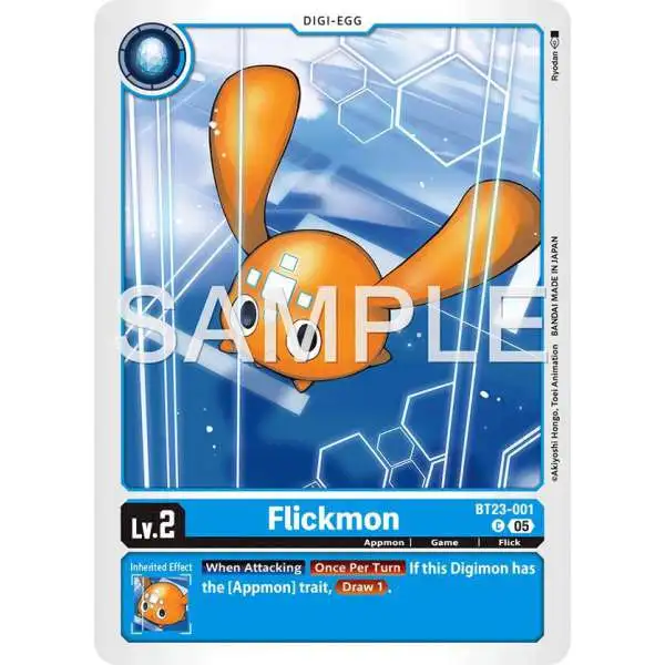 Digimon Trading Card Game Hackers' Slumber Common Flickmon BT23-001