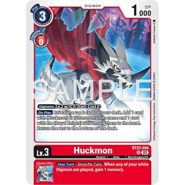Digimon Trading Card Game Hackers' Slumber Rare Huckmon BT23-006