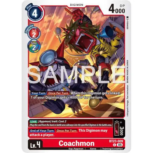 Digimon Trading Card Game Hackers' Slumber Common Coachmon BT23-009