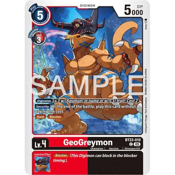 Digimon Trading Card Game Hackers' Slumber Common GeoGreymon BT23-010